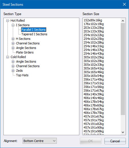Steel Section Dialog