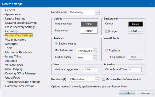 System Settings - Render View Page