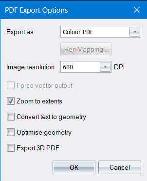 PDF Export Options Dialog