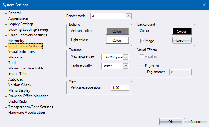 System Settings - Render View Page